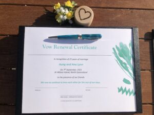 Vow renewal ceremony certificate